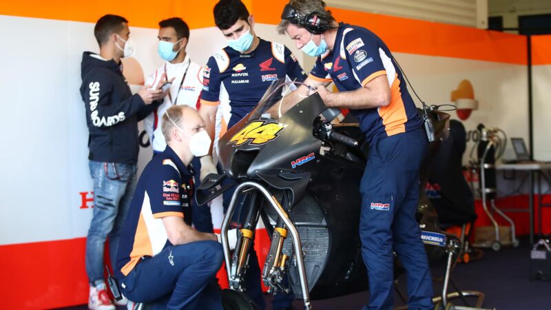 Honda 2022 prototype bike in pit garage