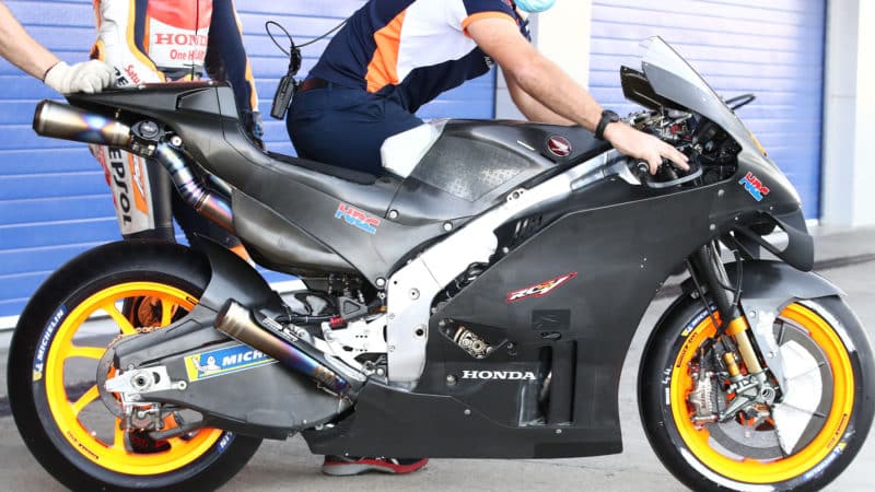 Side view of Honda 2022 prototype bike