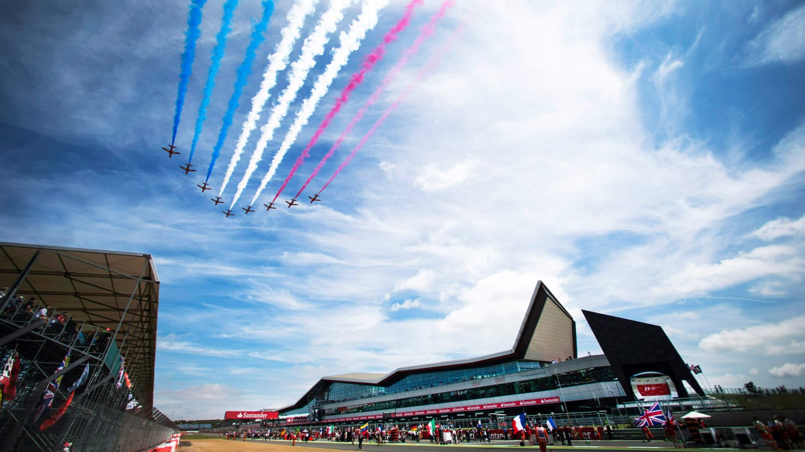 Red Arrows over Silverstone in 2013