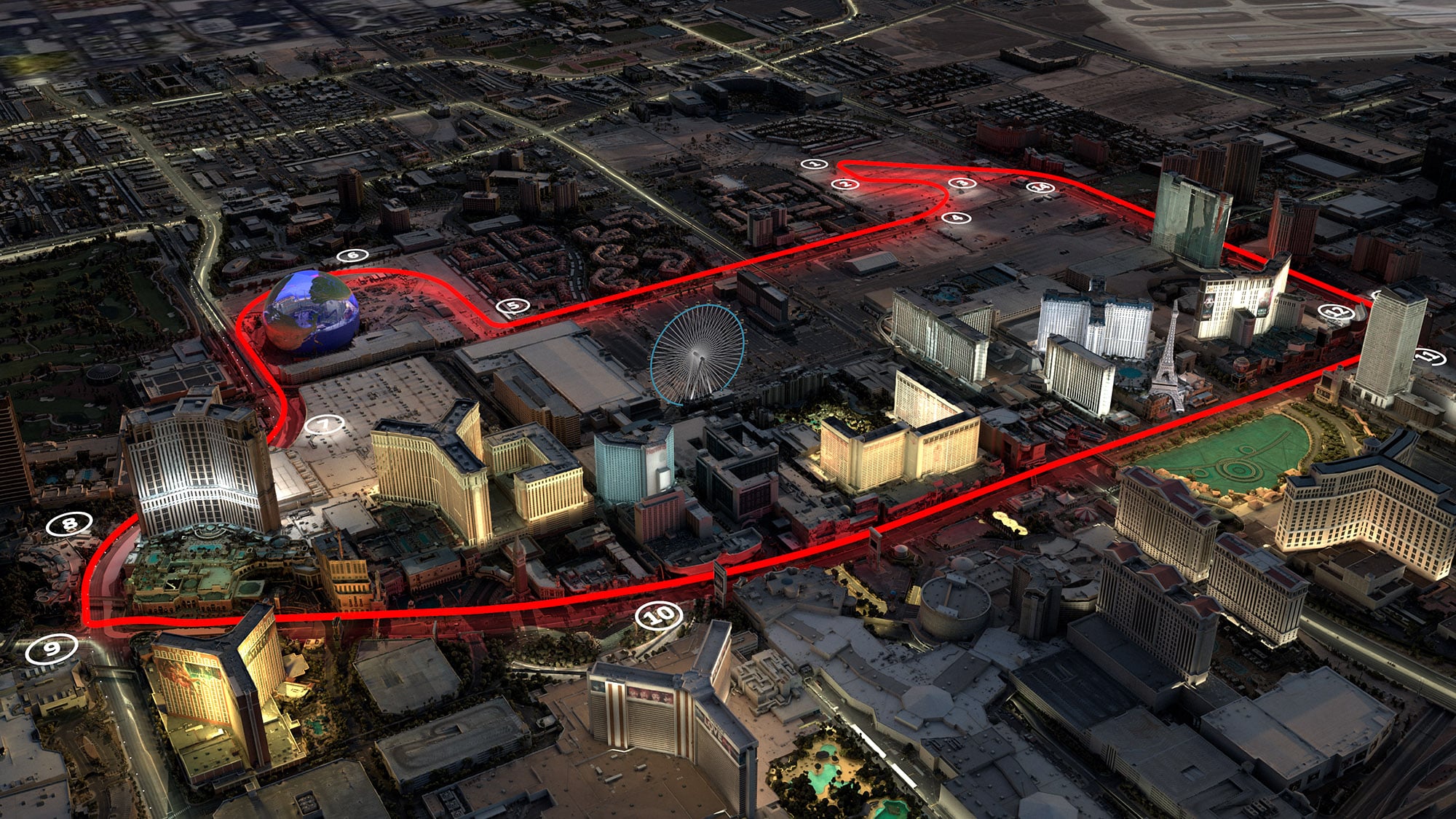 Las Vegas F1 track map