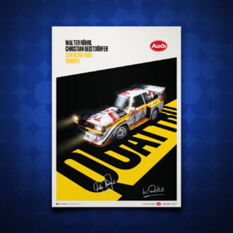Product image for Signed by Walter Röhrl & Christian Geistdörfer - Audi Quattro S1 - Shadow - San Remo - 1985 | Limited Edition