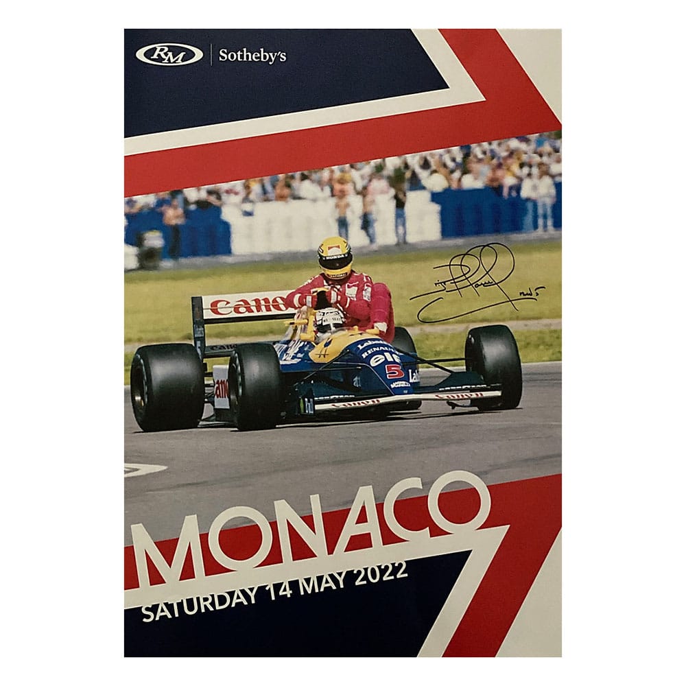Nigel Mansell signed 'Taxi for Ayrton Senna' aution poster