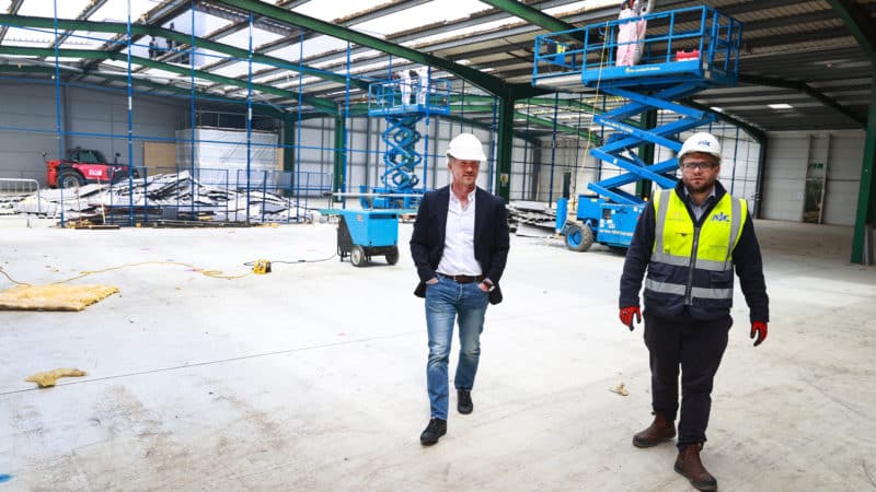 Christian Horner inspects construction work on red Bull Powertrains factory