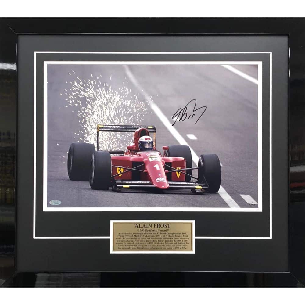 Alain Prost 1990 Ferrari Sparks Signed Photo