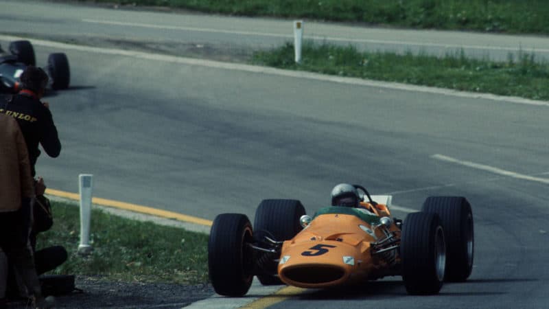 Bruce-McLaren-driving-for-McLaren-F1-team-at-1968-Belgian-GP