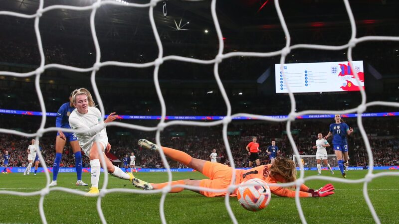 Hemp scores against the USA in the Wembley friendly in 2022