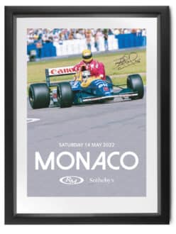 Product image for Nigel Mansell signed 'Taxi for Ayrton Senna' aution poster 2