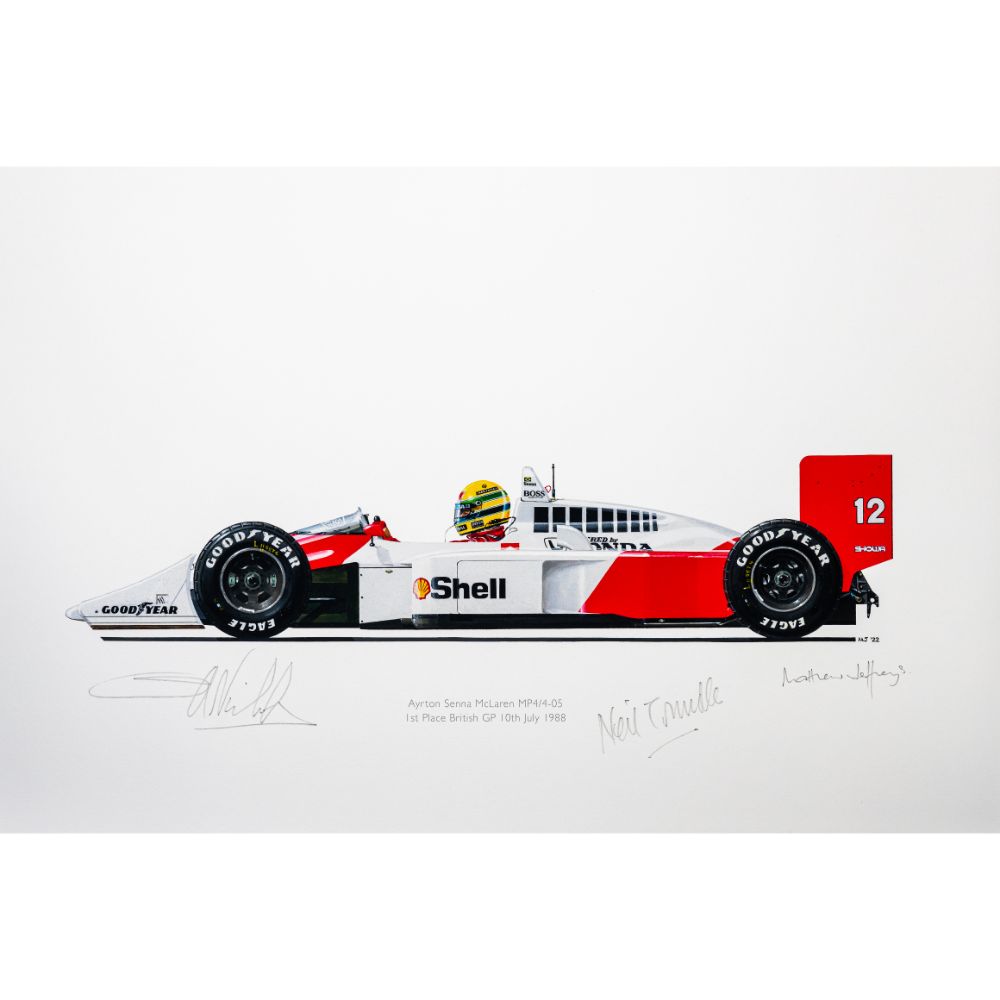 Ayrton Senna | McLaren MP4/4 | 1988 | Signed by Steve Nichols, Neil Trundle & Matthew Jeffreys