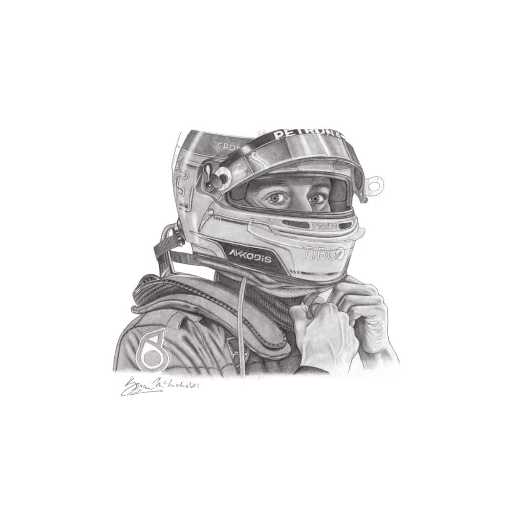 George Russell Framed Original Pencil Sketch by Kevin McNicholas