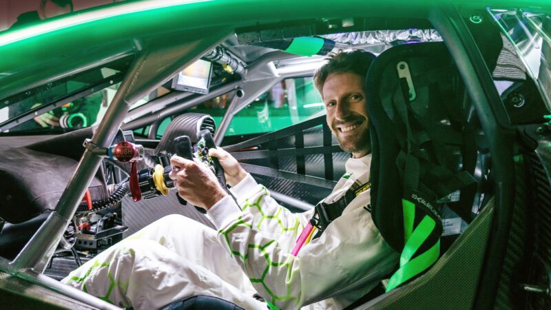 Romain Grosjean in the cockpit of Lamborghini GT3 car