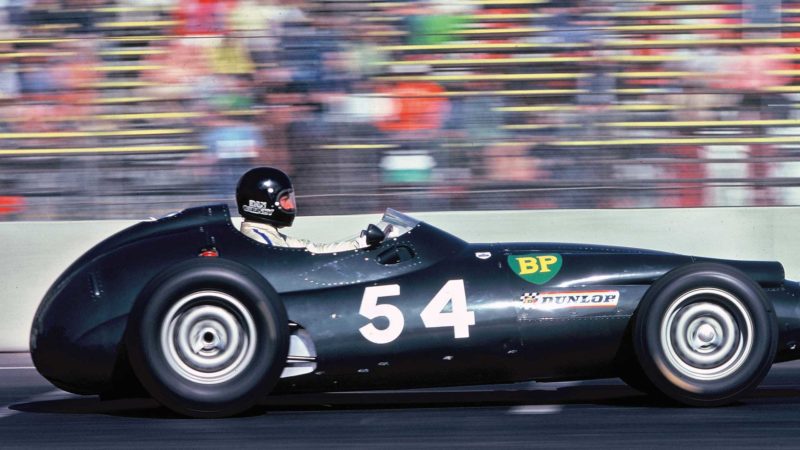 Dan Gurney racing in the 1959 BRM P25