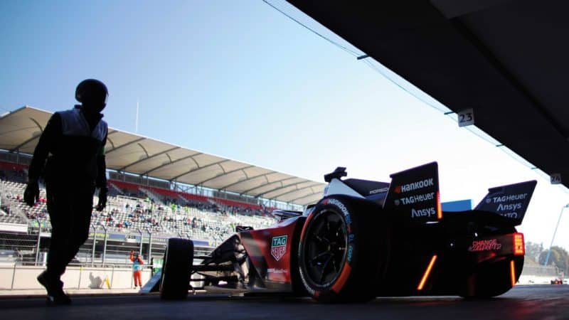 Formula E Porsche in the garage