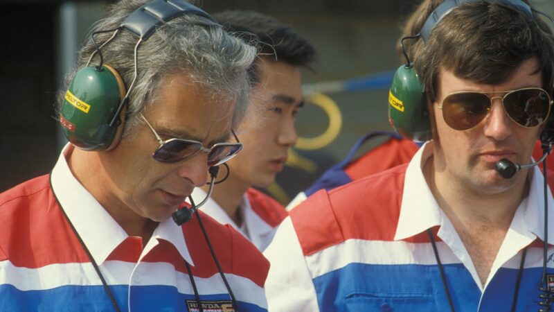 Gordon Coppuck and John Wickham at the 1983 British GP for Spirit Honda