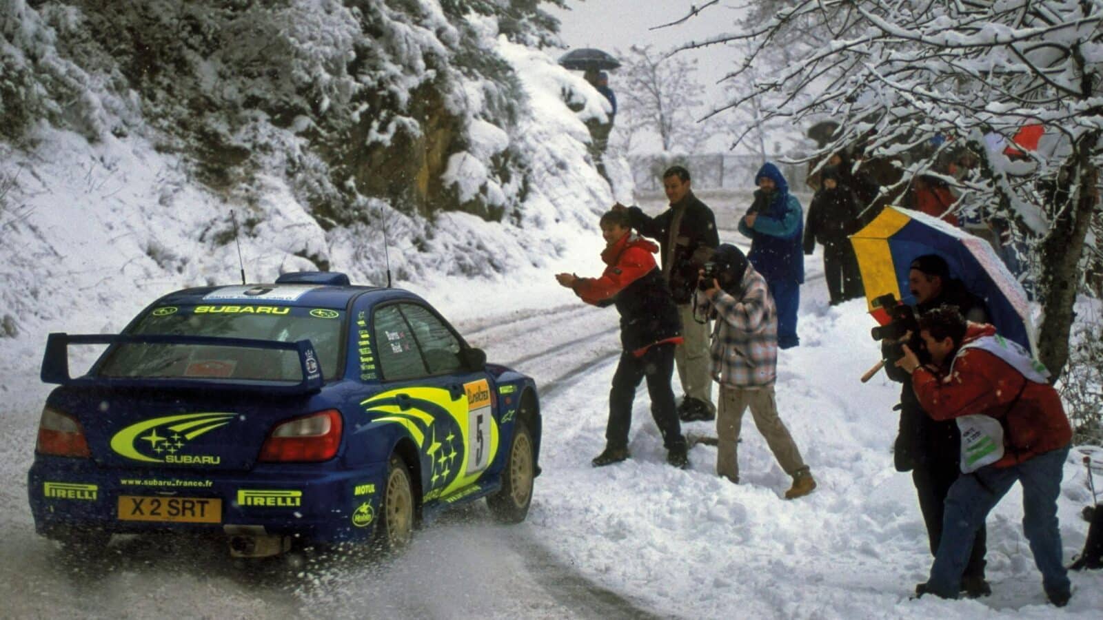 Richard Burns drifting in the snow