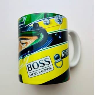 Product image for Ayrton Senna Portrait Mug by Kevin McNicholas