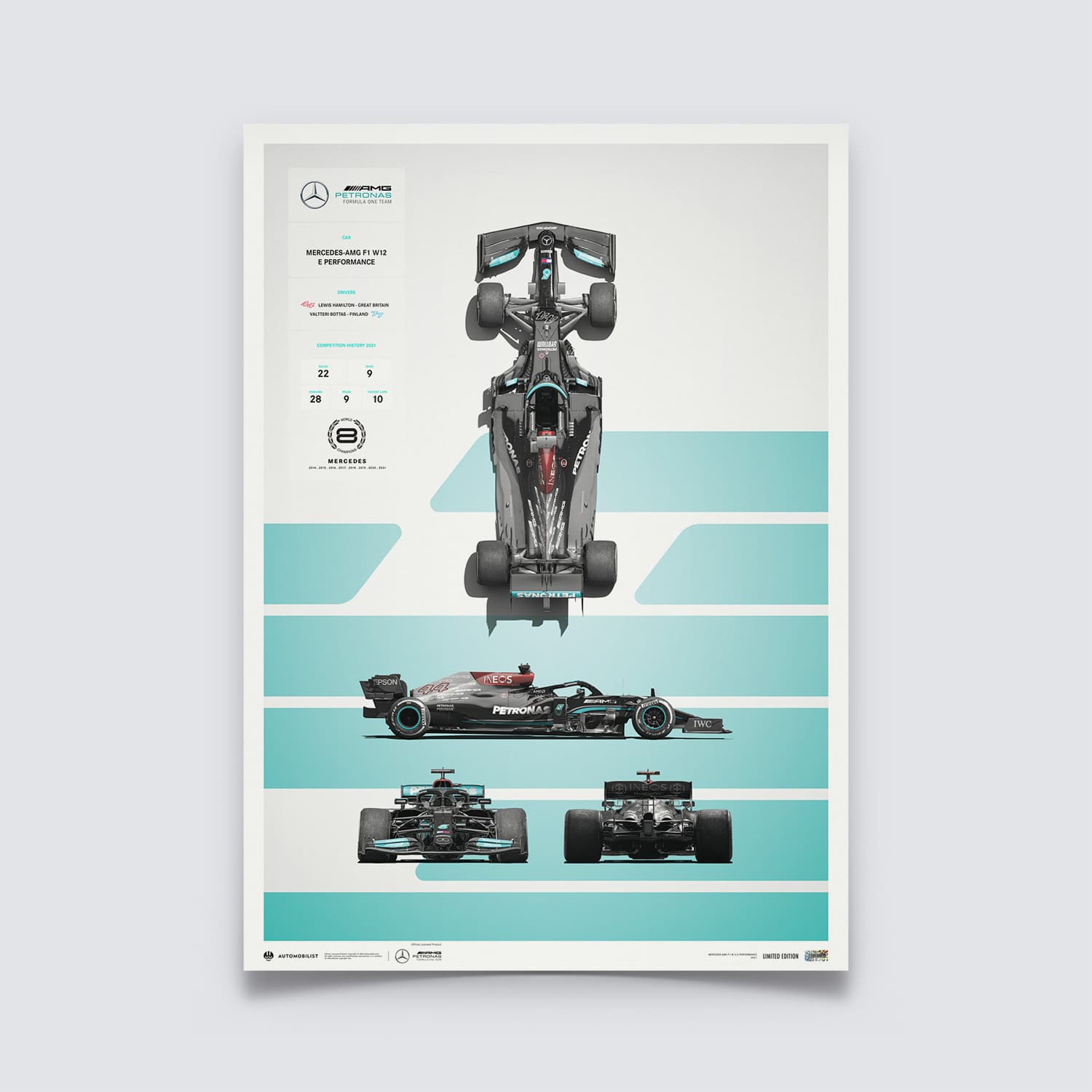 Mercedes-AMG Petronas F1 Team - F1 W12 E Performance - Blueprint - 2021 Poster