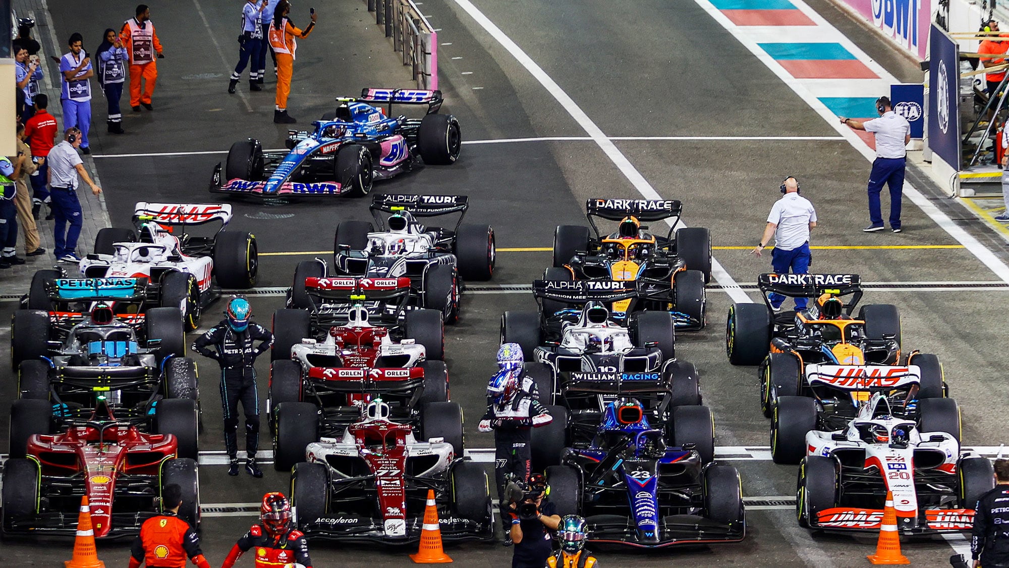 2022 F1 cars in parc ferme