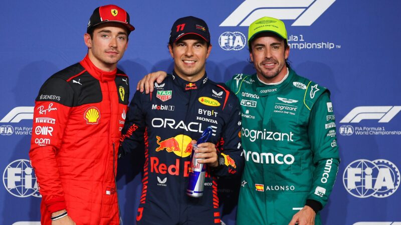 Charles Leclerc Sergio Perez and Fernando Alonso after 2023 Saudi Arabian GP qualifying