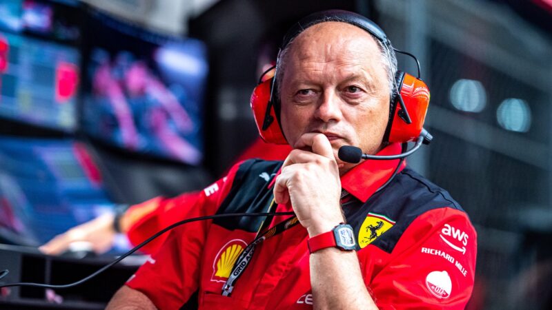 Fred Vasseur on Ferrari pitwall at 2023 Saudi Arabian Grand Prix