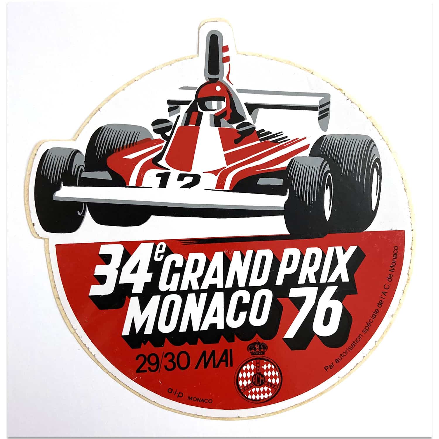 Monaco Grand Prix 1976 Sticker | Original vintage sticker