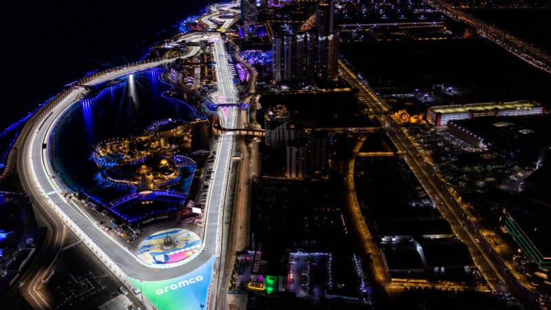 Jeddah F1 circuit at night ahead of 2023 Saudi Arabian Grand Prix