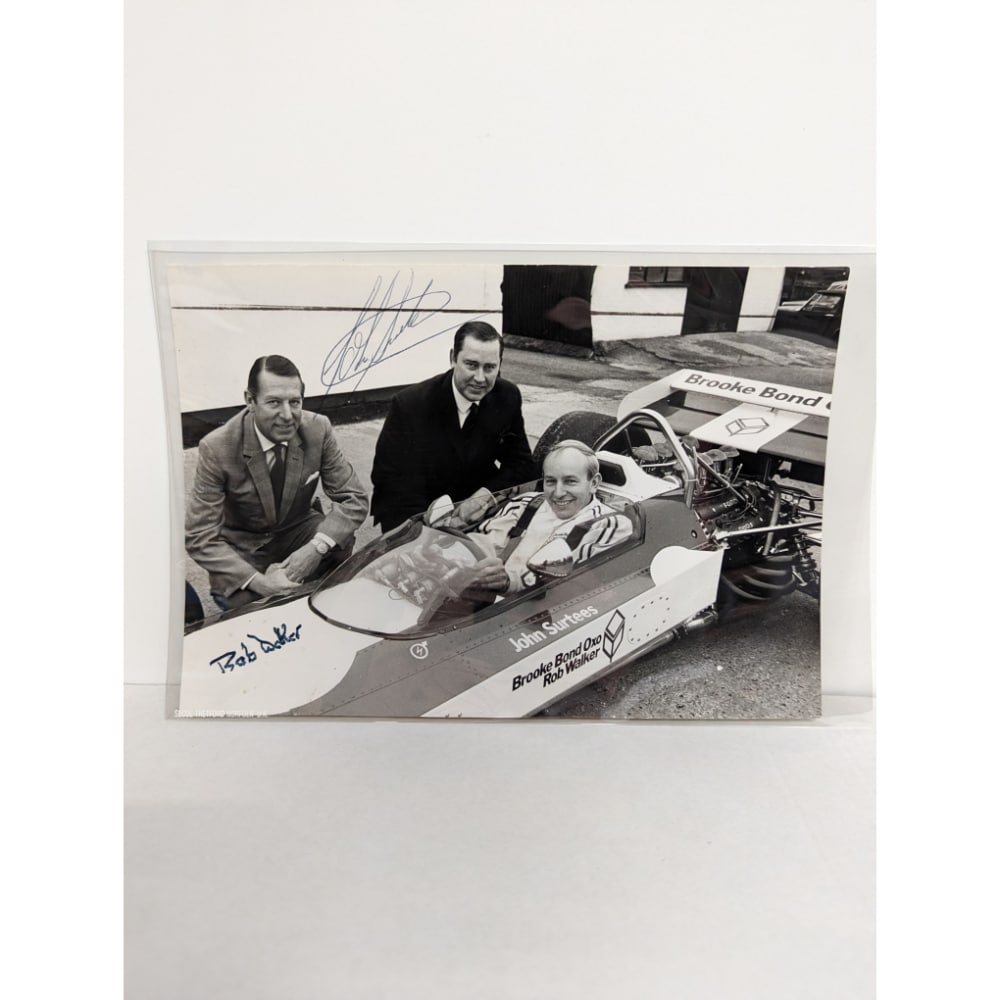 Vintage Signed John Surtees & Rob Walker 1970s Photograph