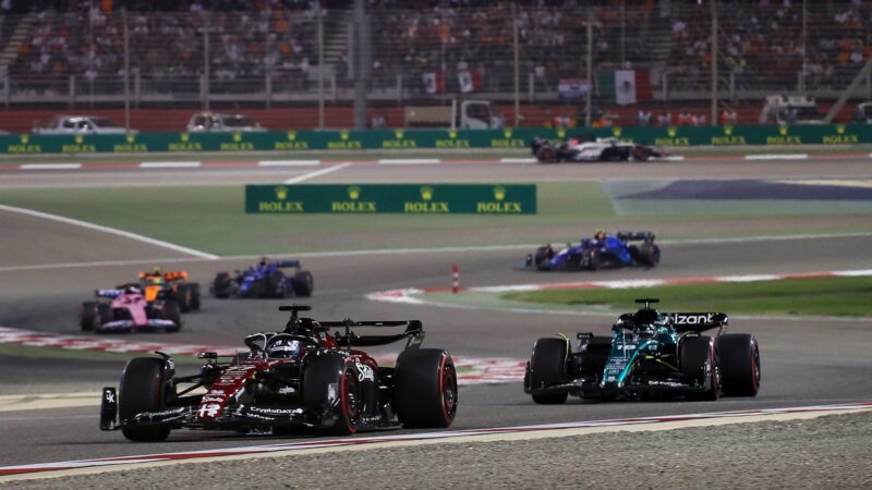 Valtteri Bottas leads Lance Stroll in the 2023 Bahrain Grand Prix