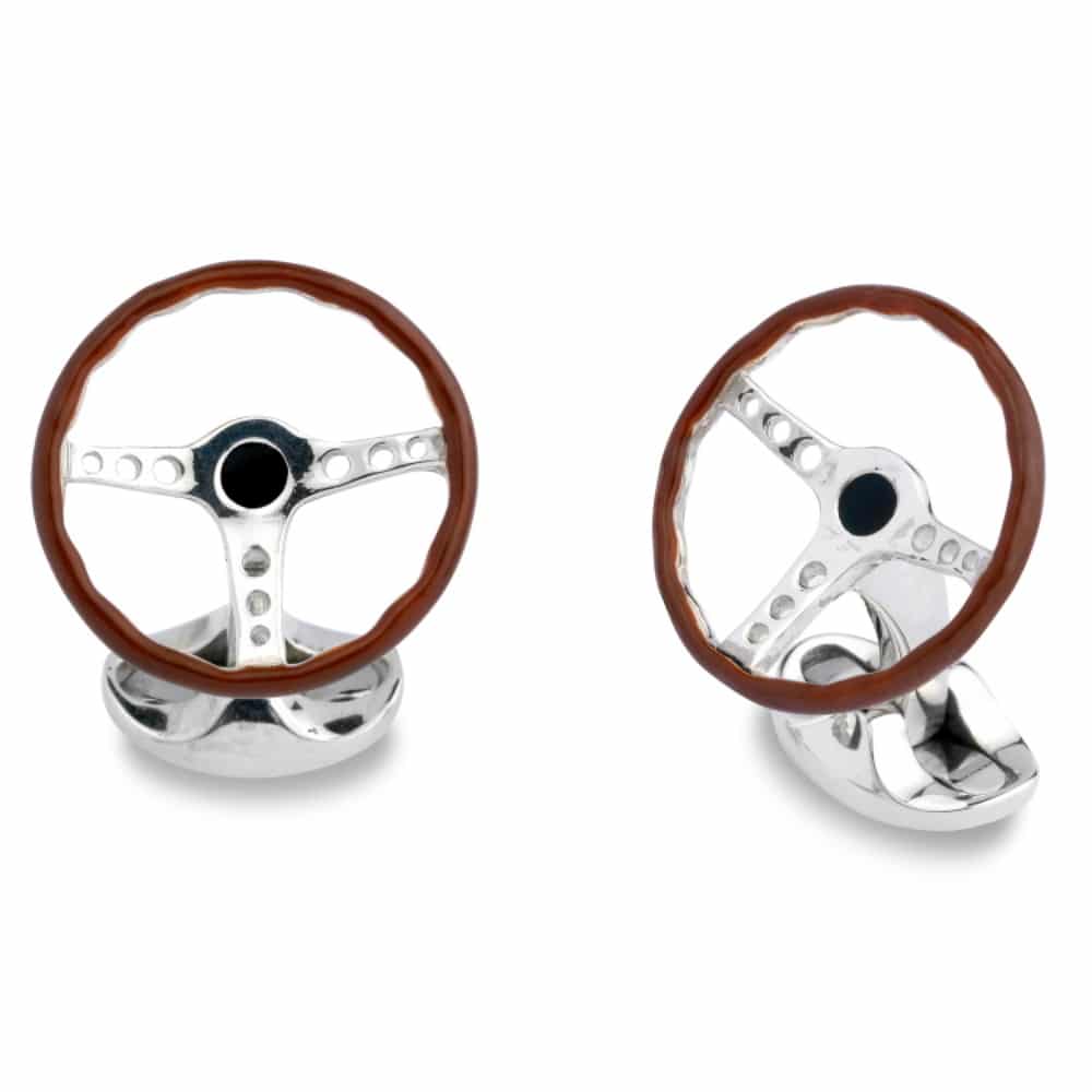 Solid Silver Steering Wheel Cufflinks