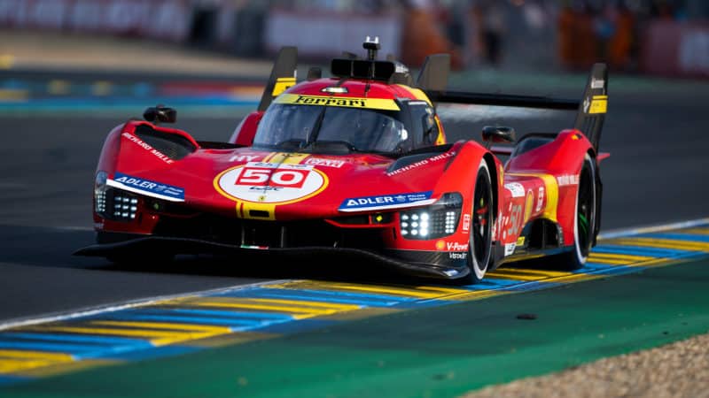 Ferrari No50 car at Le Mans 24 Hours qualifying in 2023