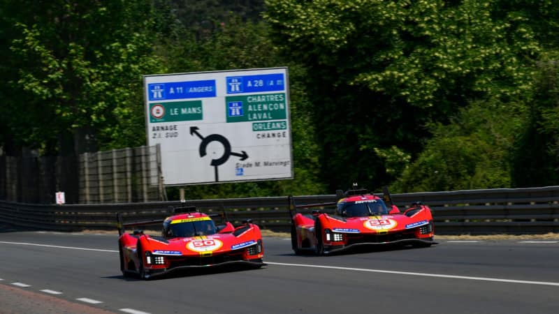 Ferrari hypercars side by side at Le Mans in 2023