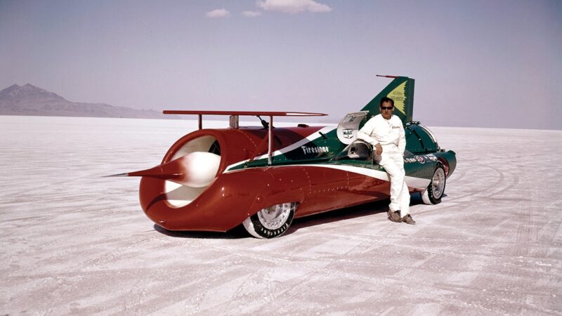 Art Arfons stands alongside his jet-propelled