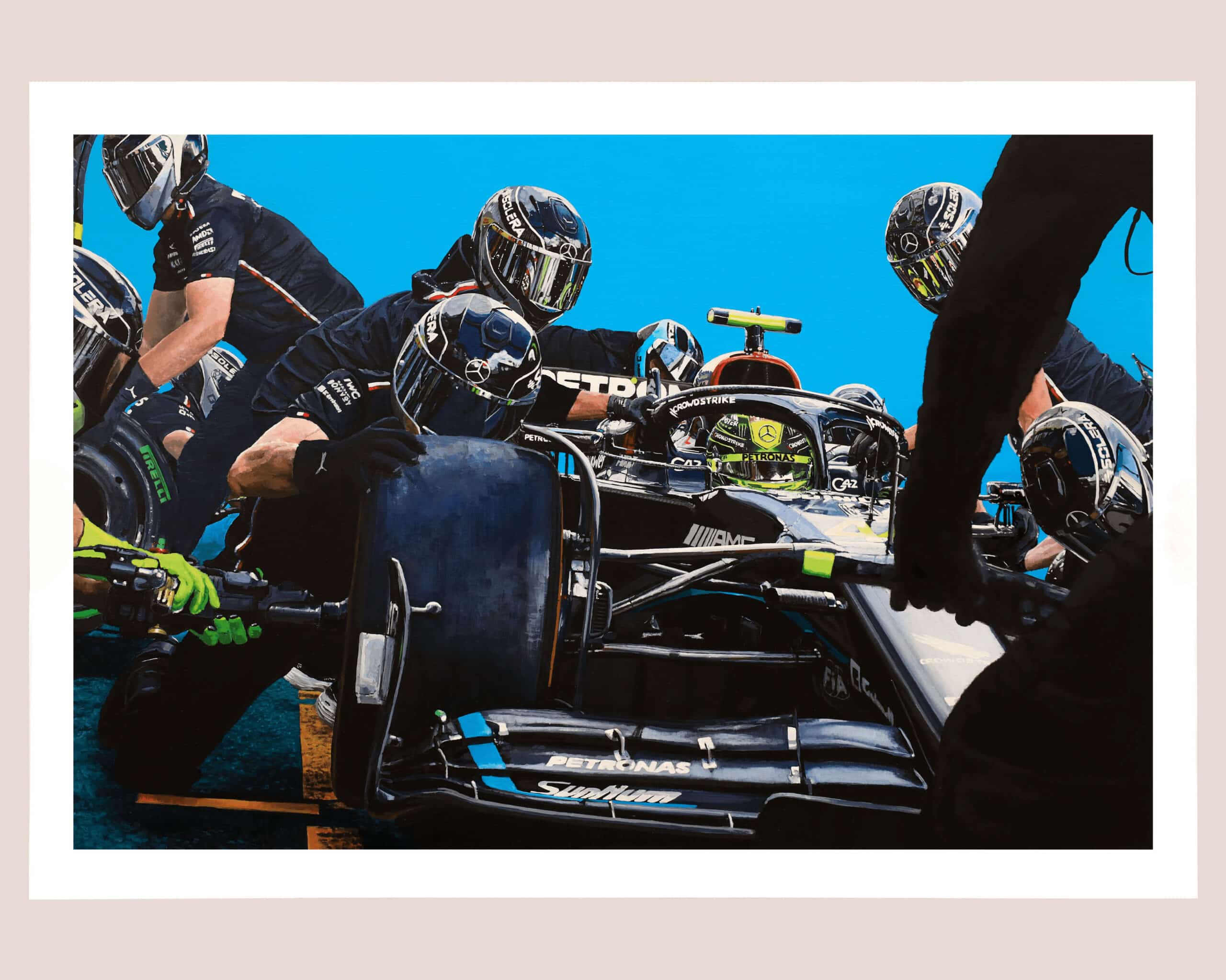 Lewis Hamilton - Mercedes pit stop - 2023 - Limited edition print by James Stevens