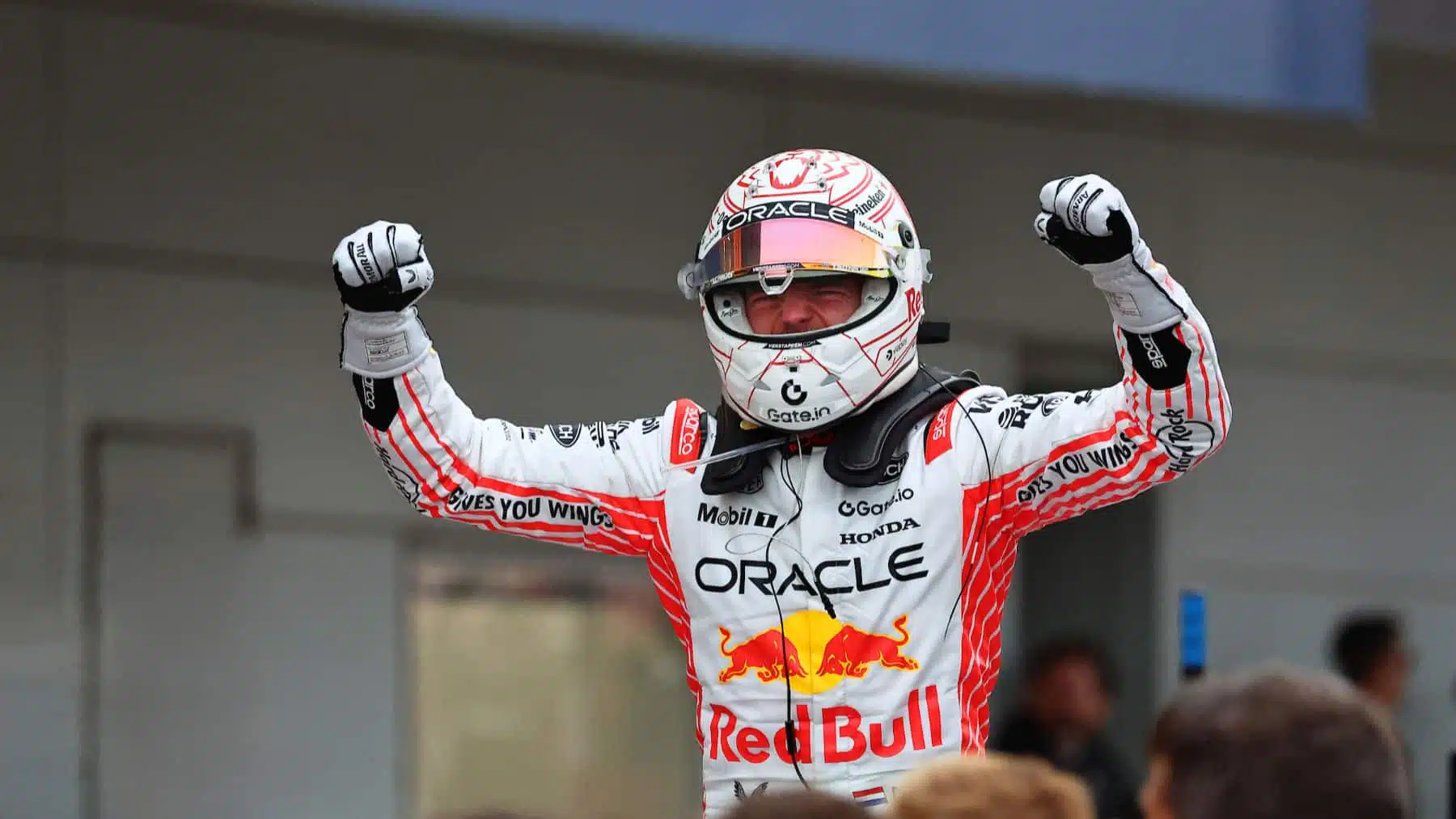 Max Verstappen (Red Bull-Honda) celebrates after the 2025 Japanese Grand Prix in Suzuka