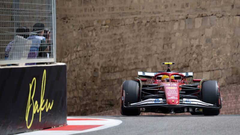 Lewis Hamilton (Ferrari) during practice before the 2025 Azerbaijan Grand Prix