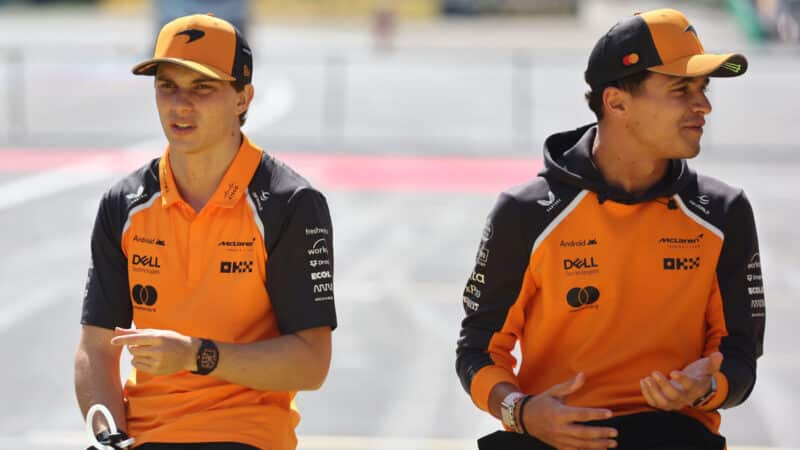 Oscar Piastri and Lando Norris of McLaren ahead of the Formula 1 Italian Grand Prix