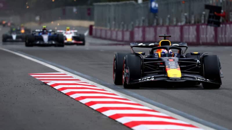 Max Verstappen leading the Azerbaijan GP