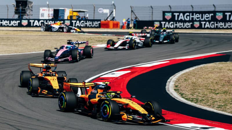 Lando Norris leads McLaren-Mercedes teammate Oscar Piastri and others in the sprint race before the 2026 Chinese Grand Prix