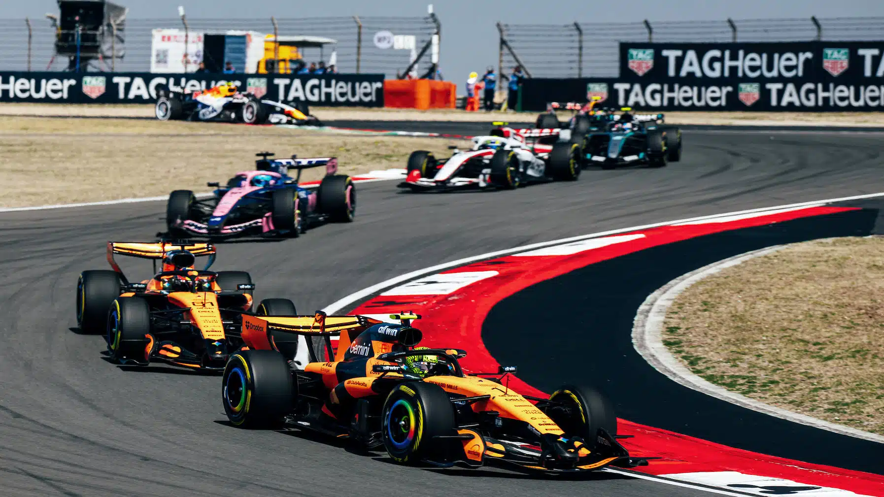 Lando Norris leads McLaren-Mercedes teammate Oscar Piastri and others in the sprint race before the 2026 Chinese Grand Prix