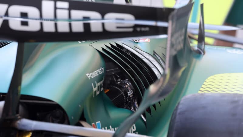 Cooling fin on side of 2026 Aston Martin F1 car