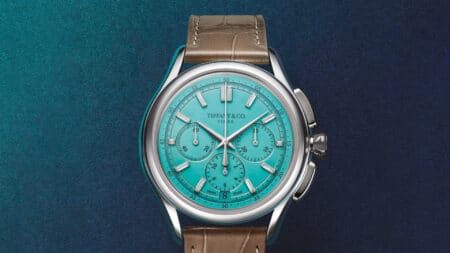 Tiffany returns to watchmaking with a platinum chronograph that revives its historic Timer