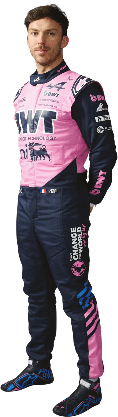 Pierre Gasly in Alpine Formula 1 Team race suit portrait