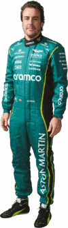 Fernando Alonso in Aston Martin Formula 1 Team race suit portrait