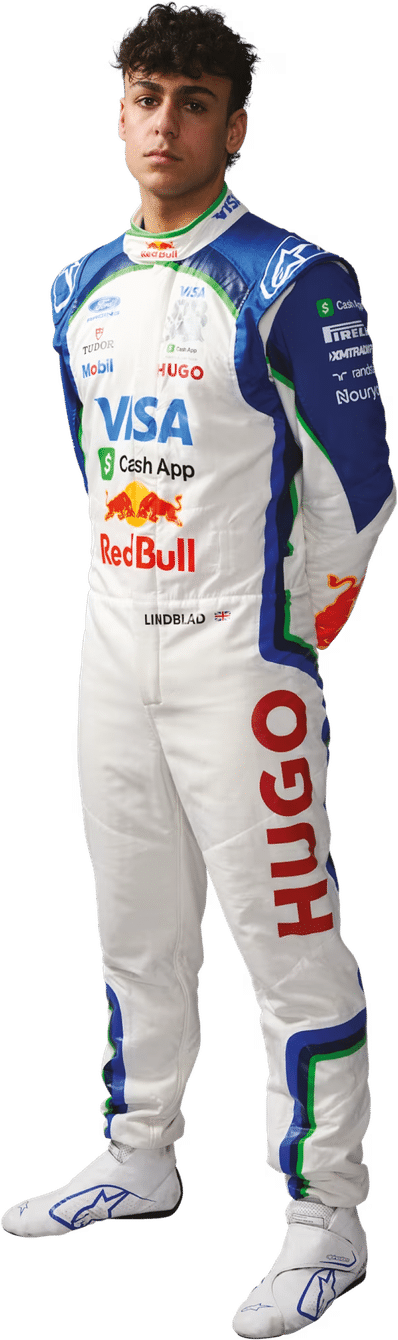 Arvid Lindblad in Racing Bulls Formula 1 Team race suit portrait