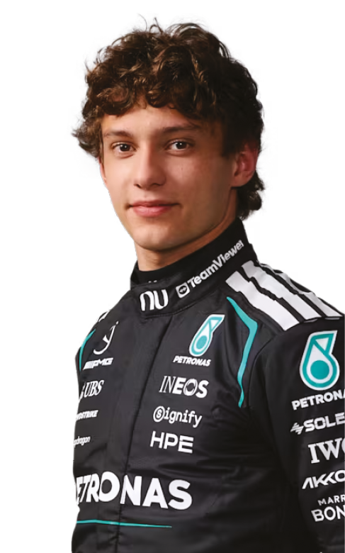Kimi Antonelli in Mercedes F1 race suit
