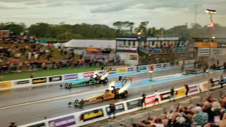 Playing with fire: winner takes all in 300mph Santa Pod shootout